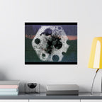 Abstract Cosmic Poster — Grainy Moon & Planetary Shapes Matte Horizontal Art Print