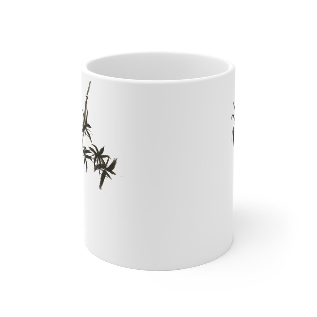 Ceramic Mug — Minimal Black Ink Bamboo Design
