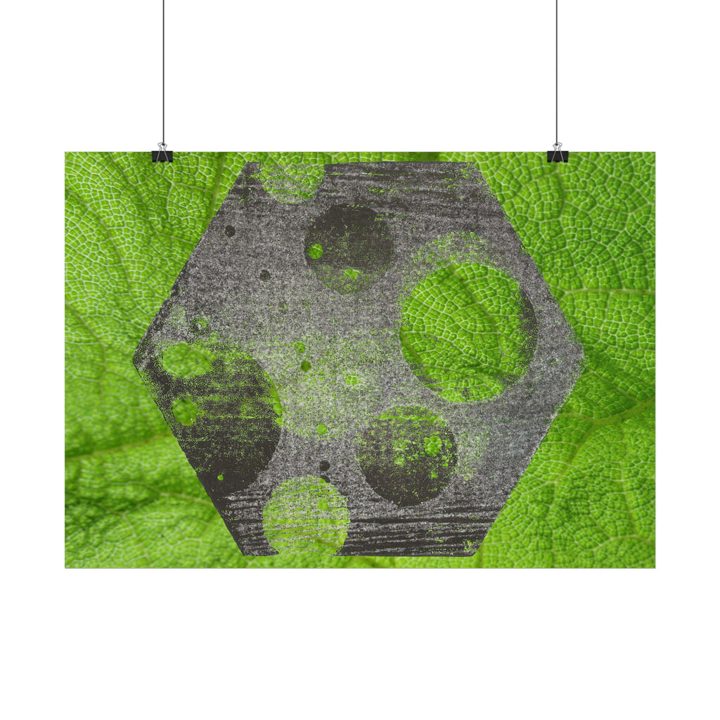 Abstracte groene zeshoekige poster — Moderne geometrische muurdecoratie 