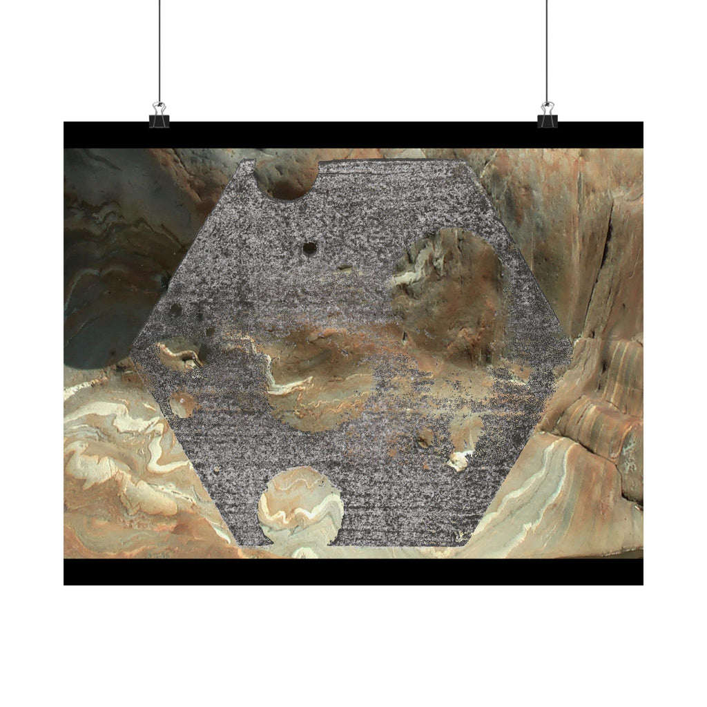 Abstract Earth Tone Hexagon Poster Matte Horizontal Poster | Geometric Wall Art
