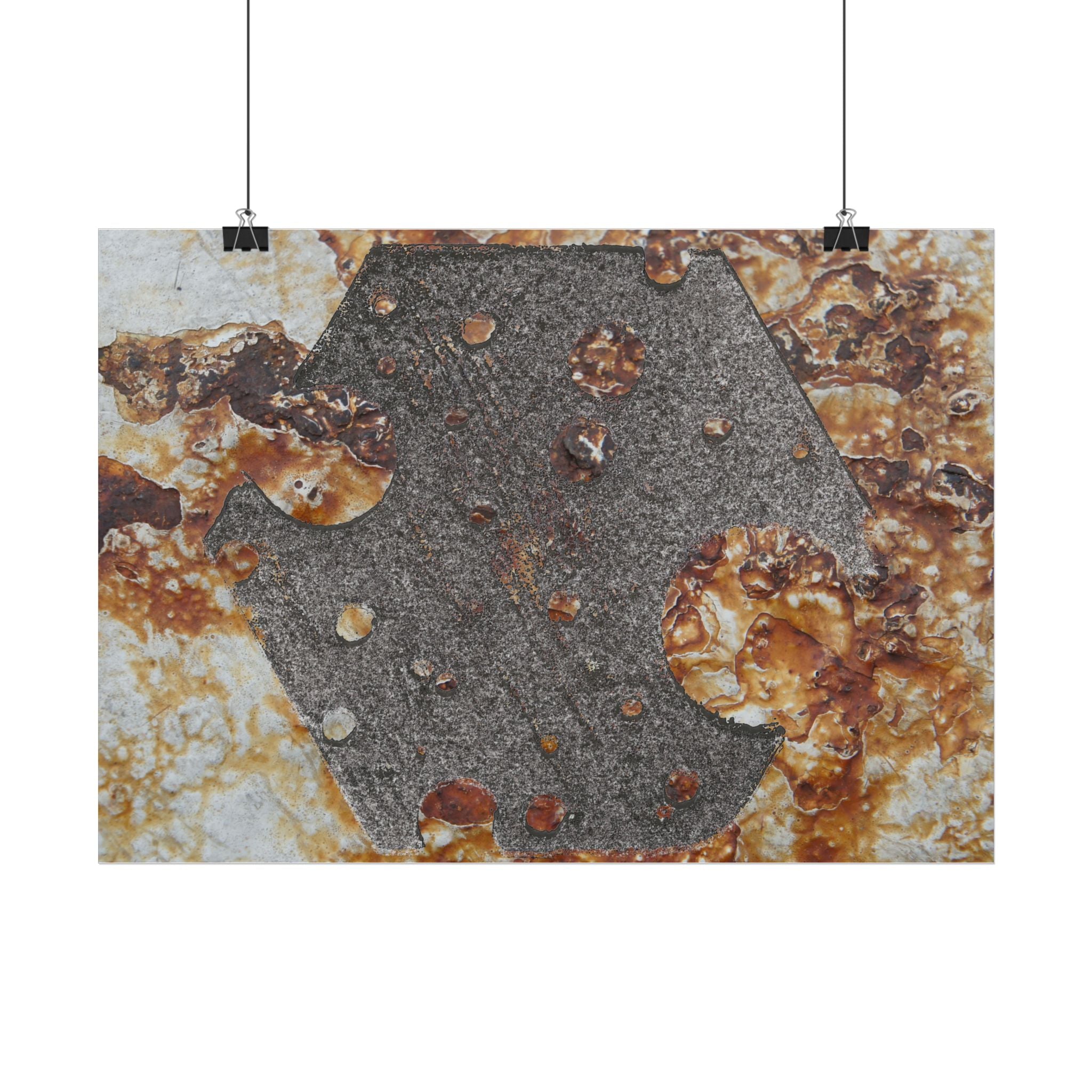 Abstracte poster met roesttextuur — Industriële wanddecoratie (horizontaal) 