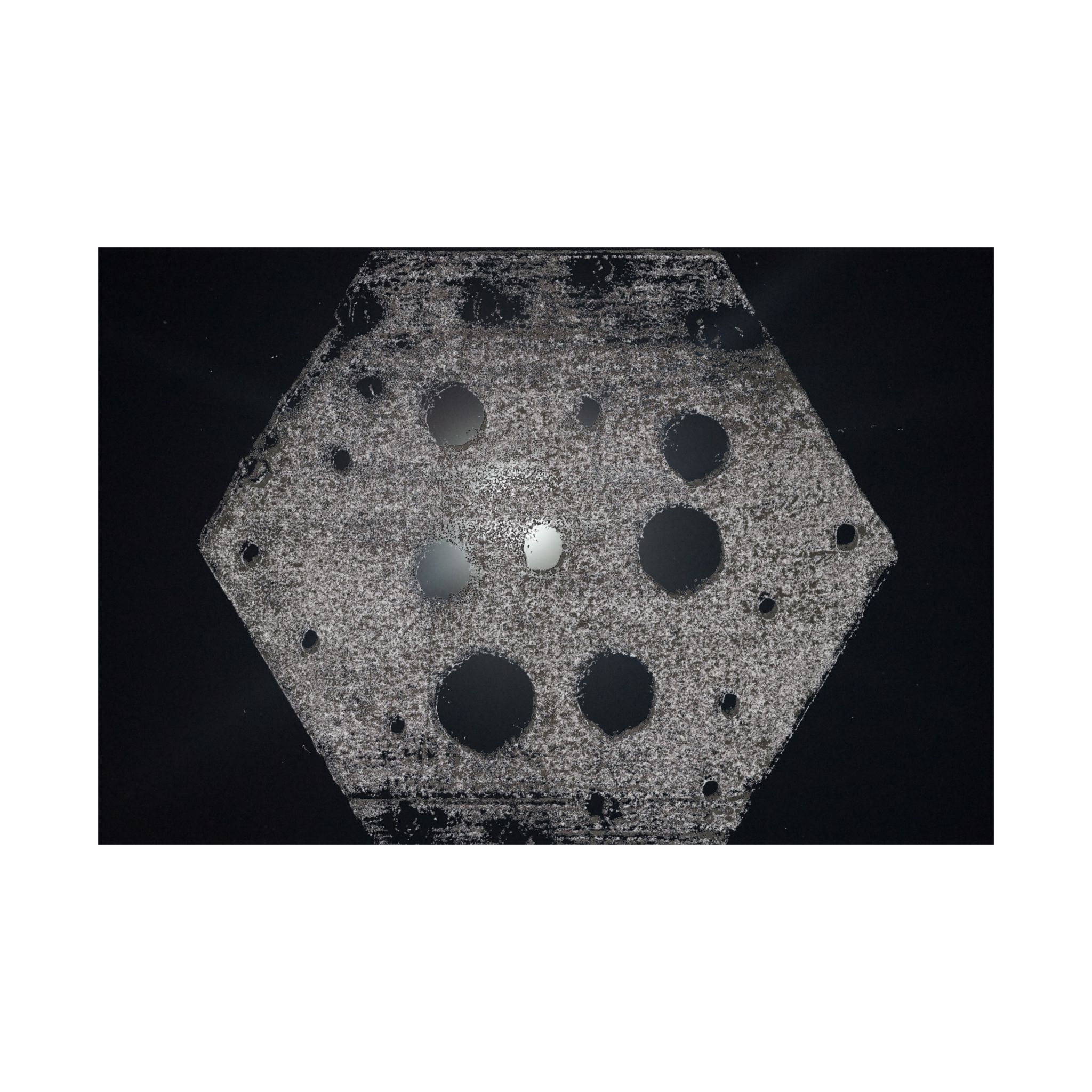 Abstract Hexagon Poster — Minimal Black & Gray Matte Horizontal Wall Art