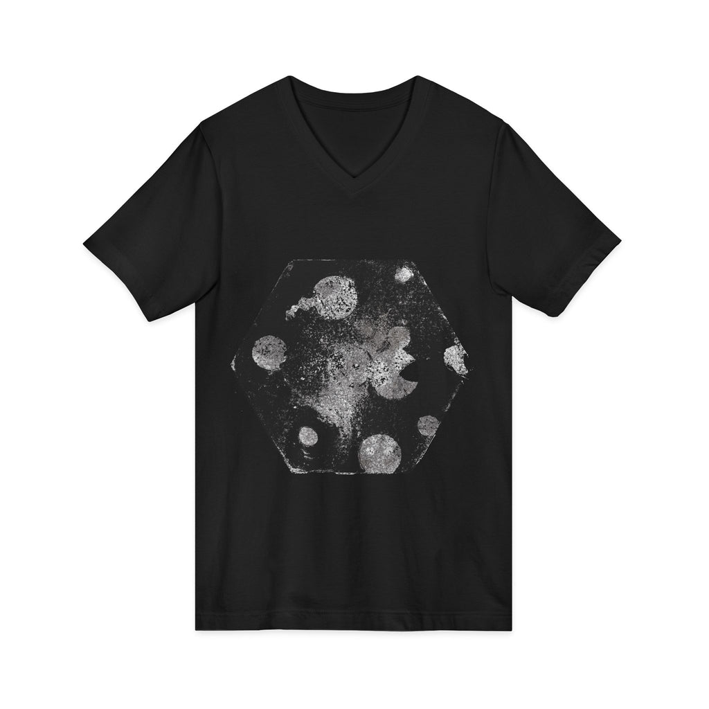 Hex Moon Graphic V-Neck Tee Design Hex20 — Distressed Space Cheese Vintage Astronomy V-Neck T-Shirt