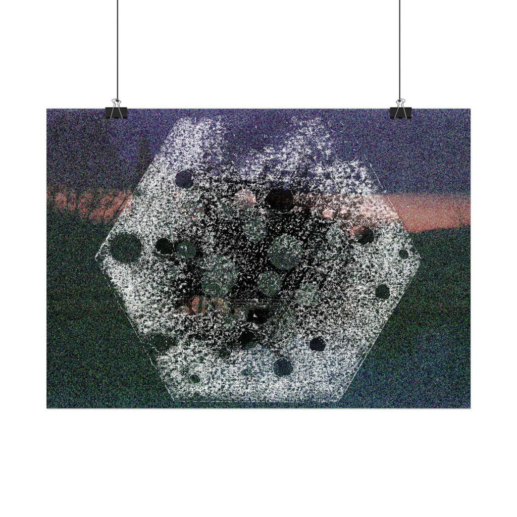 Abstracte kosmische hex-poster — Surrealistische korrelige ruimtekunst, horizontale print 