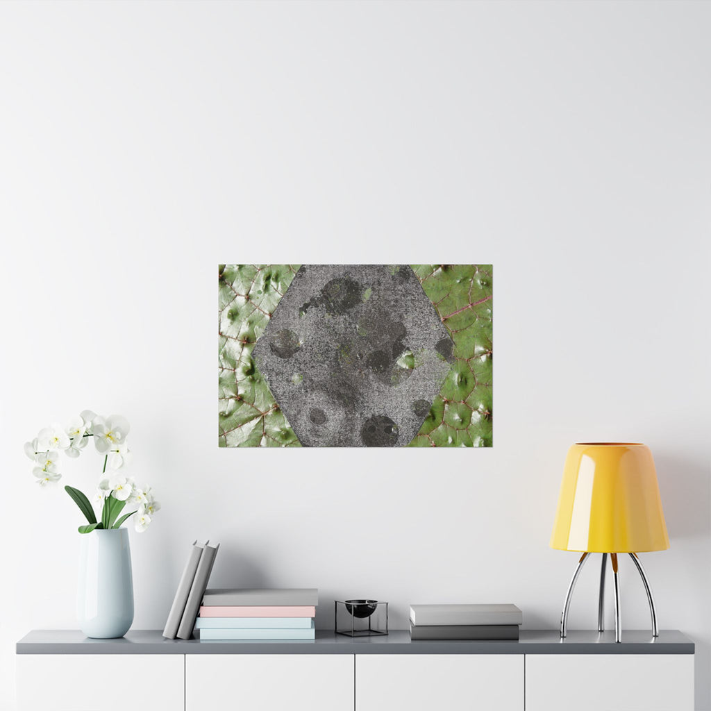 Botanical Hex Abstract Matte Poster — Green Leaf Texture Horizontal Wall Art