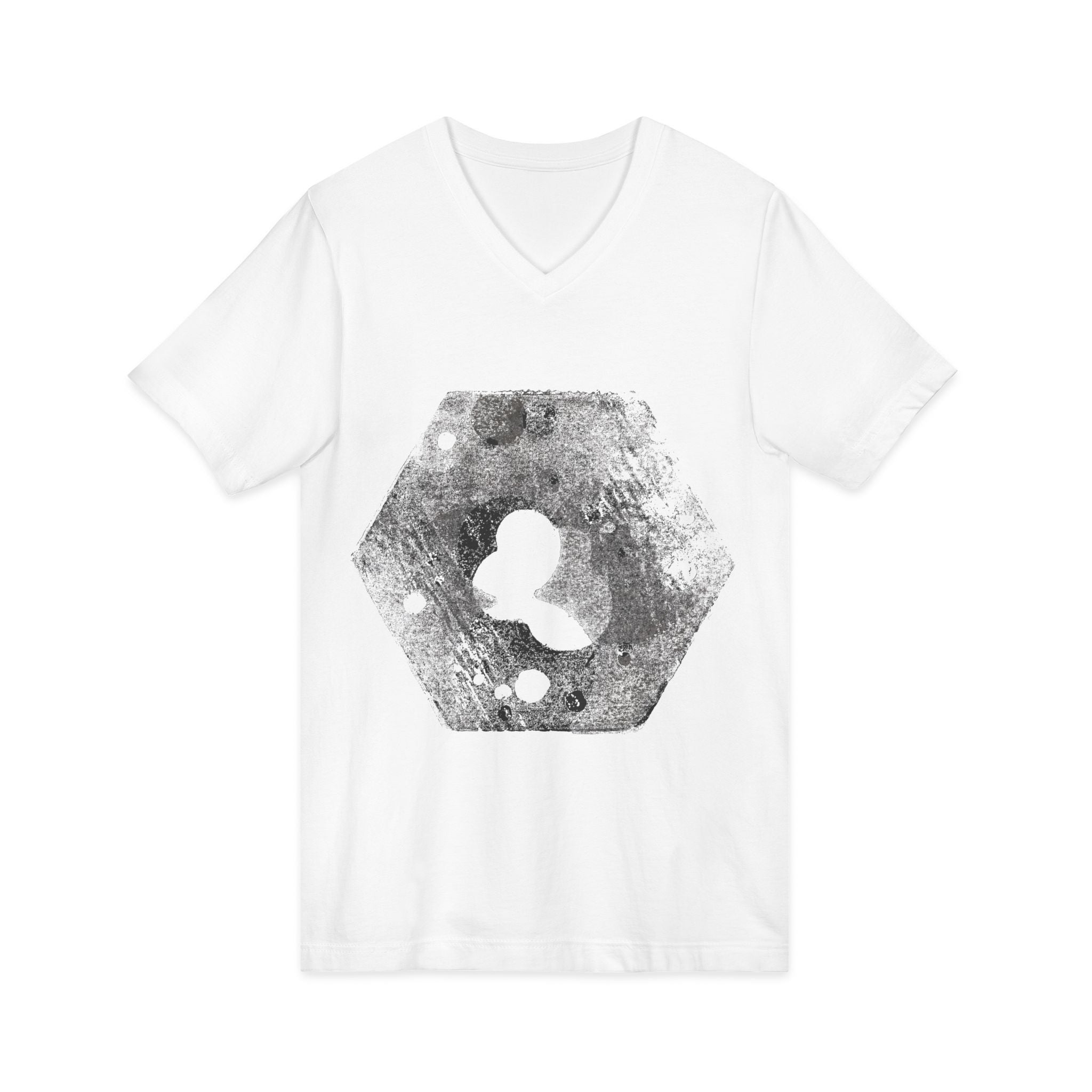 Hex Moon Graphic V-hals T-shirt Design Hex18 — Verweerde Space Cheese Vintage Astronomie V-hals T-shirt 