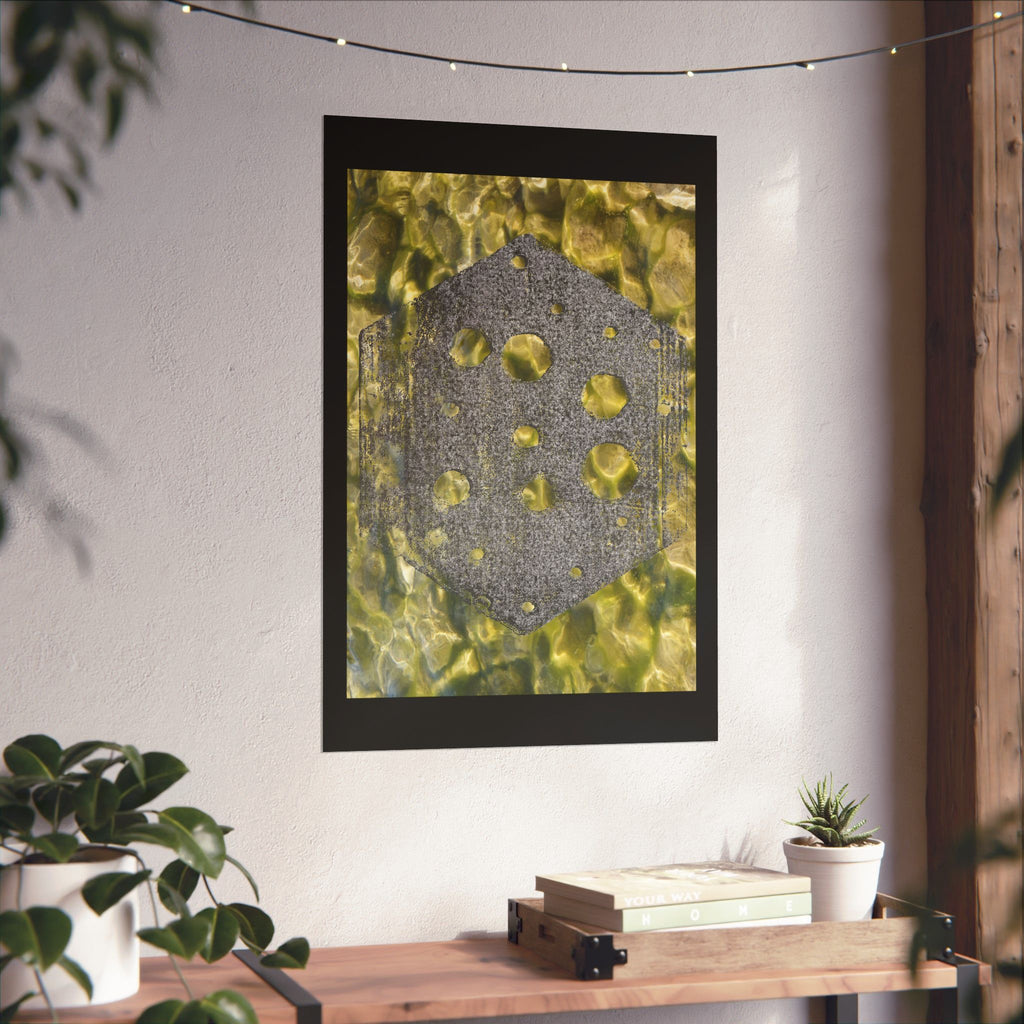 Abstract Hex Tile Poster — Gold Water Texture Matte Vertical Print