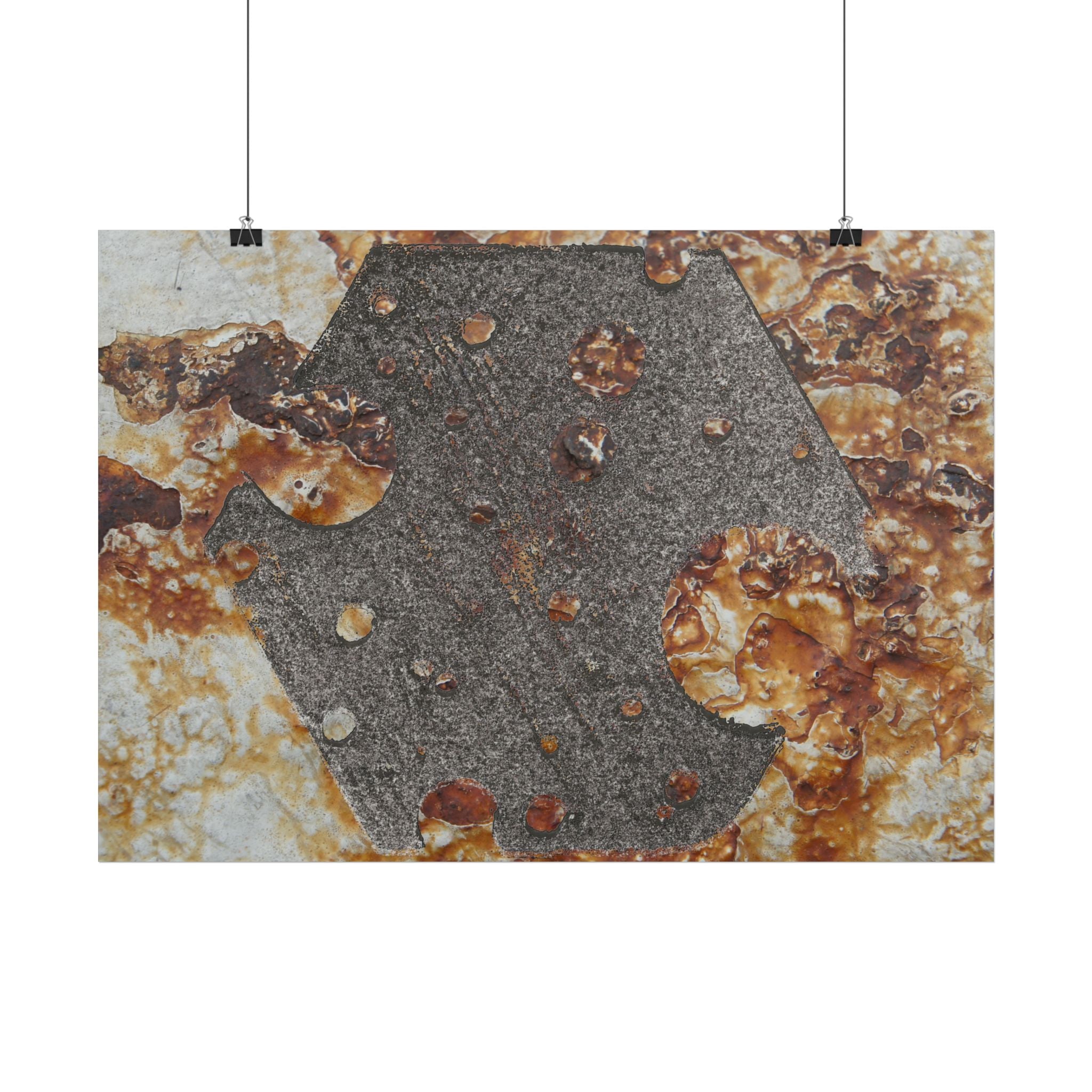 Abstracte poster met roesttextuur — Industriële wanddecoratie (horizontaal) 