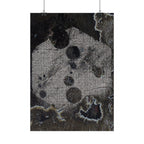 Abstract Grunge Moon Poster — Dark Textured Matte Vertical Wall Art
