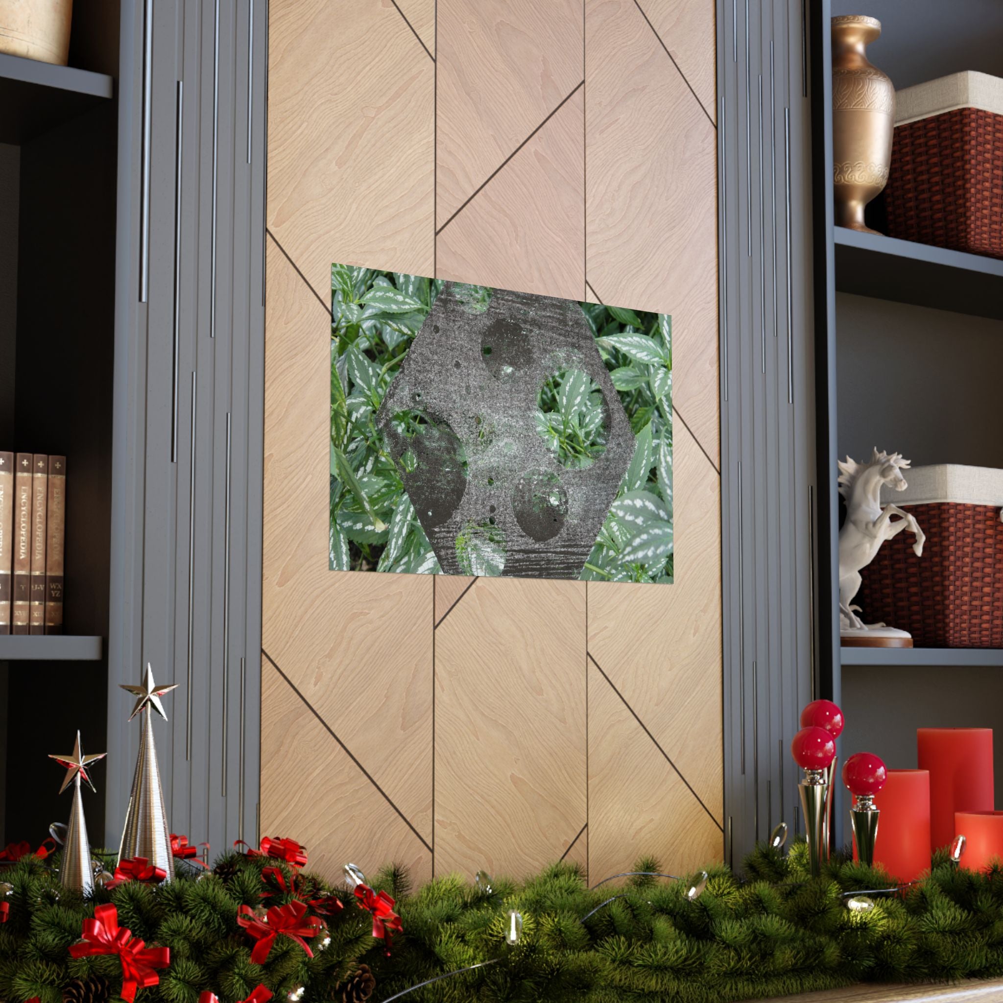 Botanical Hexagon Print Poster — Green Leaf Matte Horizontal Wall Art