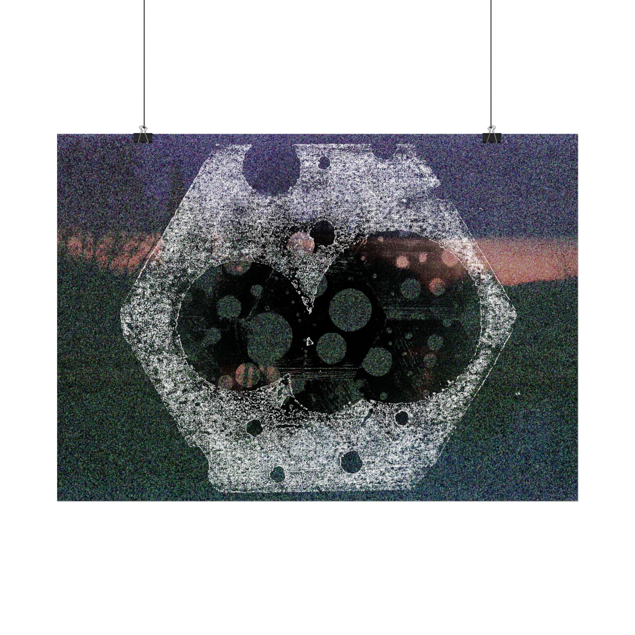 Abstracte hemelse zeshoekposter — Stemmige nachtelijke hemel kunstprint 