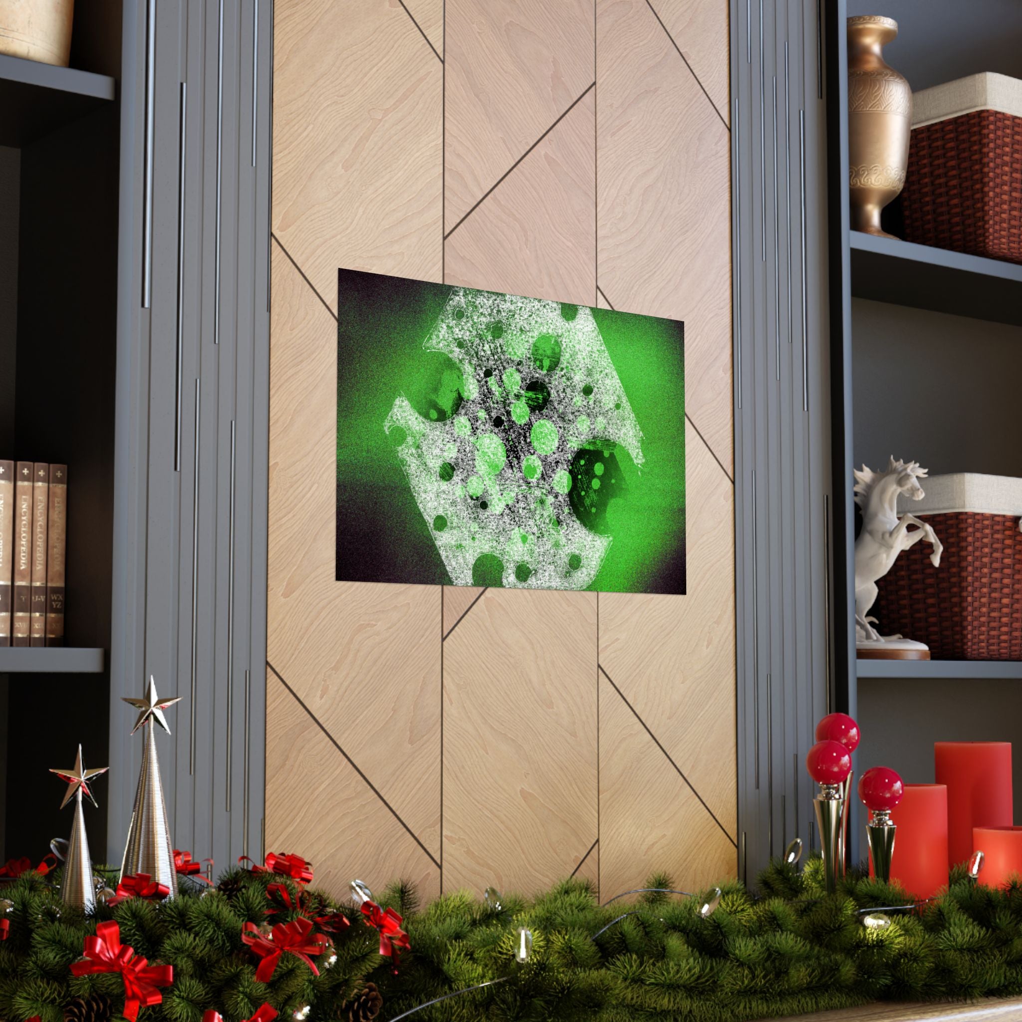 Abstract Green Galaxy Matte Poster — Horizontal Wall Art