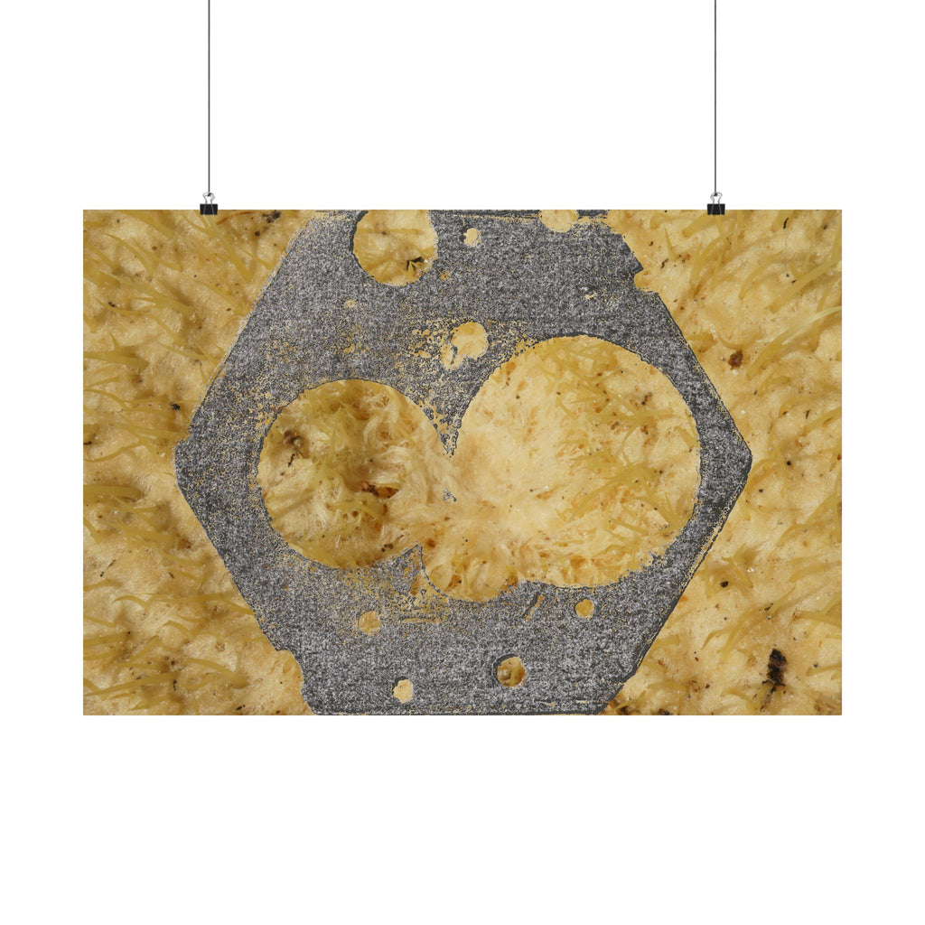 Zeskantmoer Macro Poster | Industriële textuur Matte Horizontale Poster 