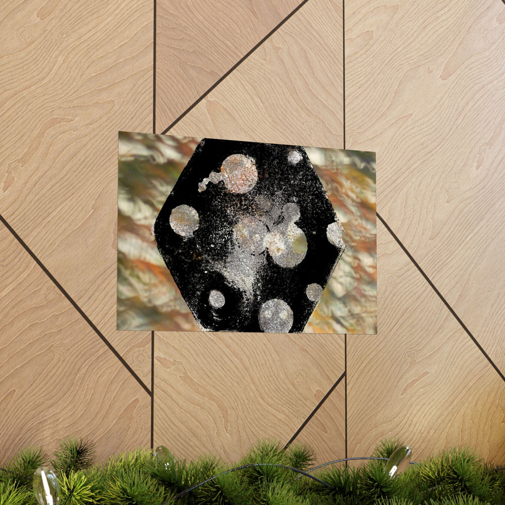 Abstract Cosmic Hex Matte Poster — Planetary Dots Wall Art