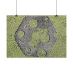 Mossy Moon Crater Horizontal Poster — Botanical Green Lunar Wall Art