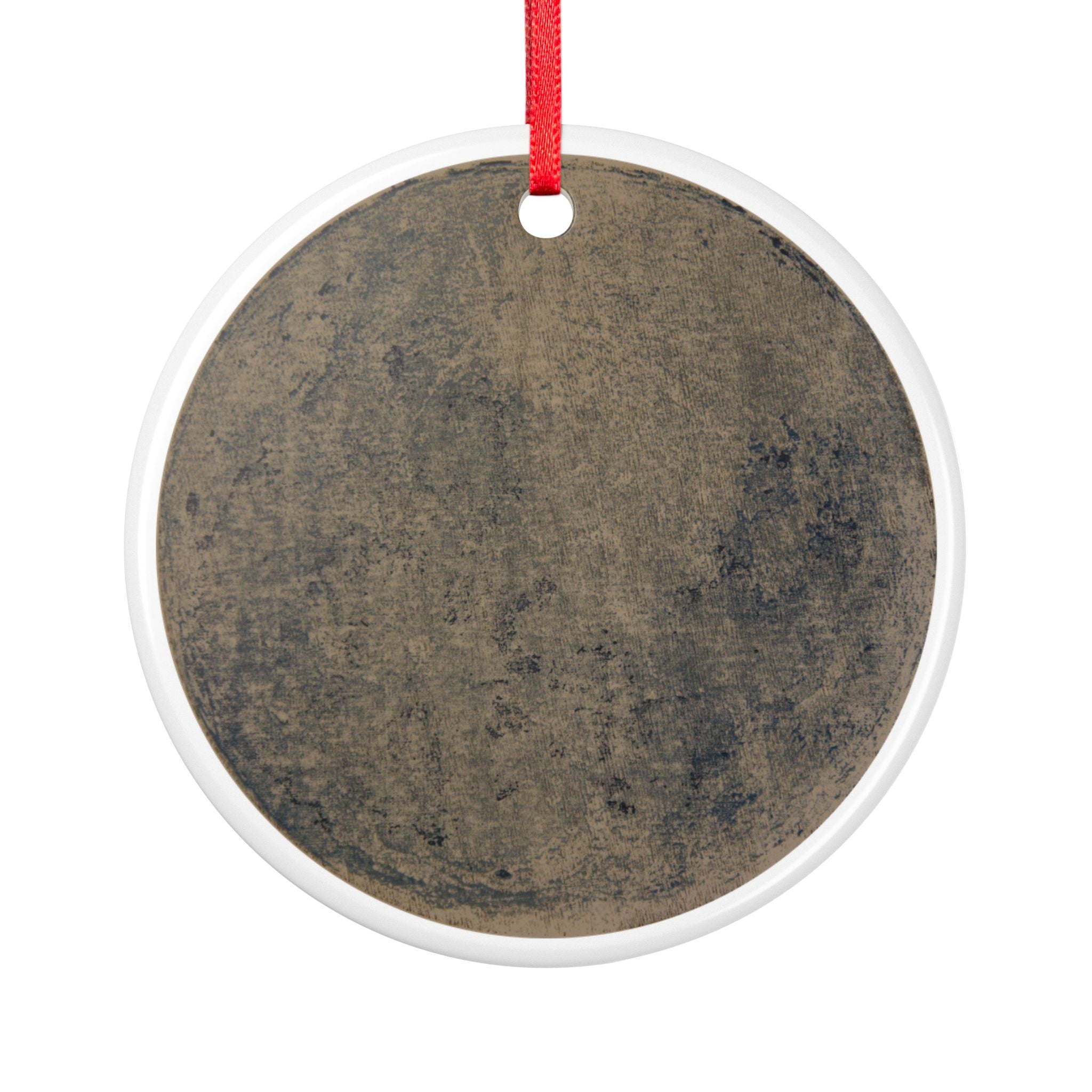 Vintage Grunge Ceramic Ornament — Round Double‑Sided Rustic Holiday Decoration