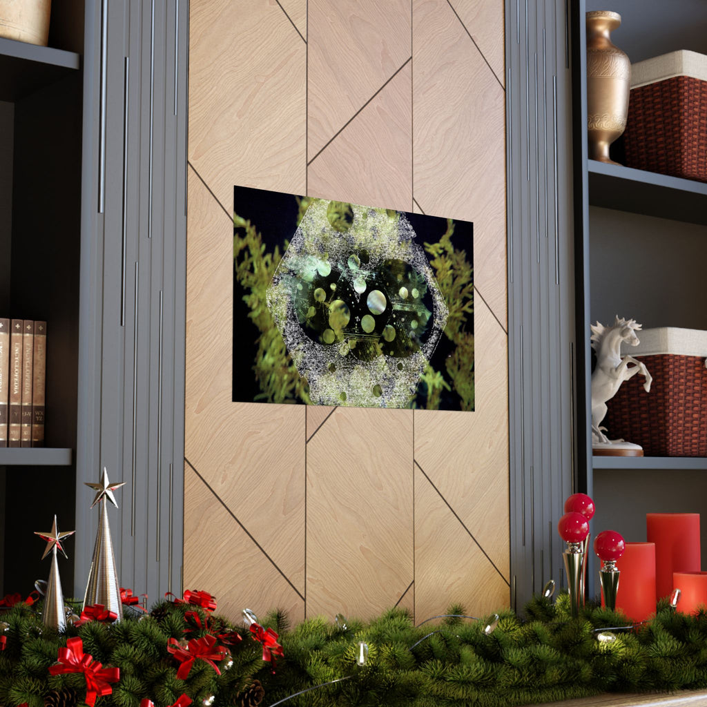 Abstract Green Bubbles Matte Poster — Horizontal Nature-Inspired Wall Art