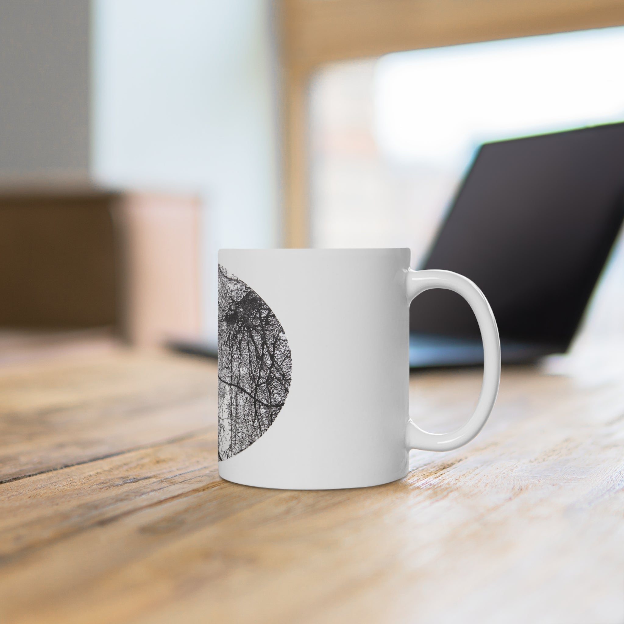 Black Tree Silhouette Ceramic Mug — Minimalist Forest Coffee Cup