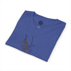 Botanical Grass V-Neck Tee — Minimal Dried Wildflower Illustration Shirt