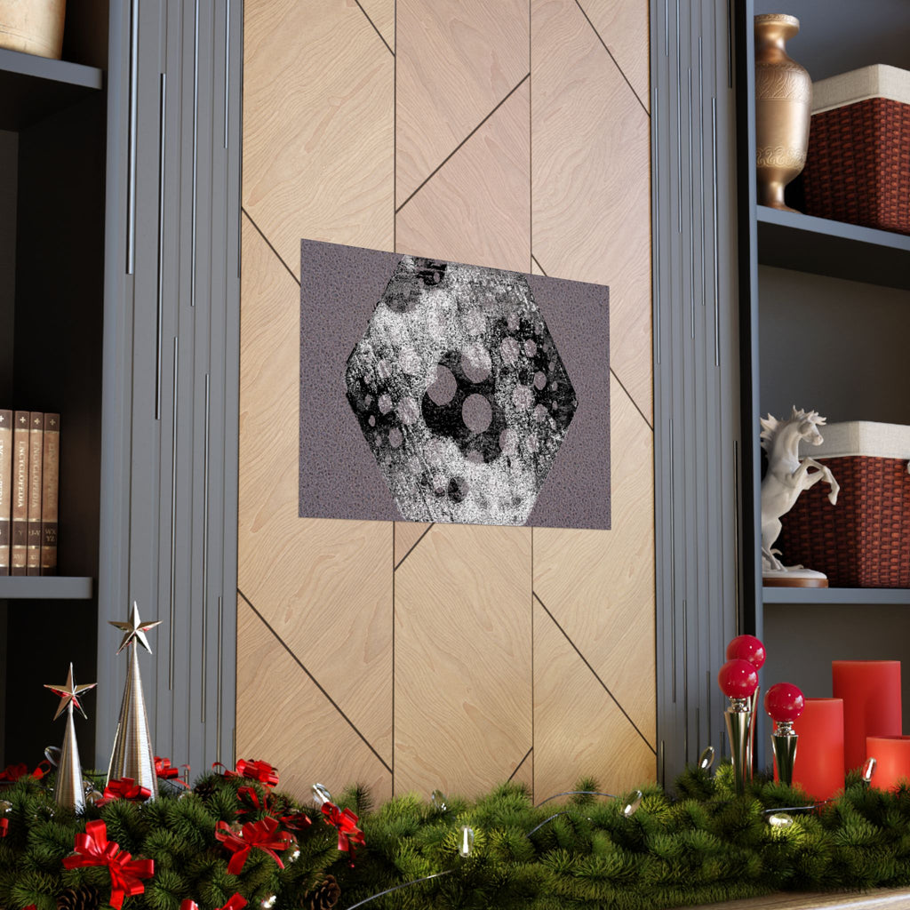 Abstract Hexagon Art Poster — Textured Geometric Matte Horizontal Print