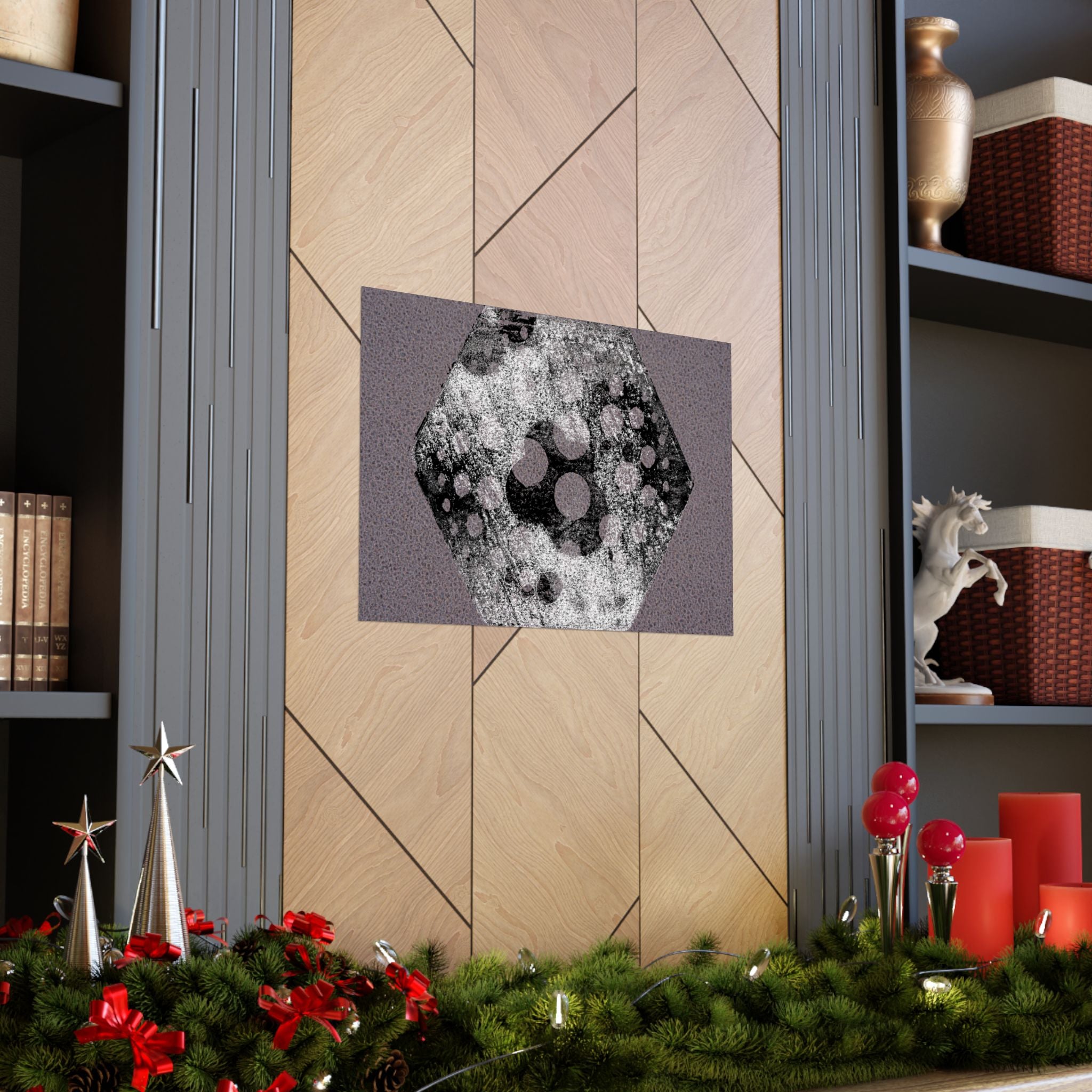 Abstract Hexagon Art Poster — Textured Geometric Matte Horizontal Print