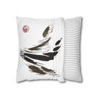 Feather Brushstroke Decorative Pillowcase — Minimal Zen Accent Cushion