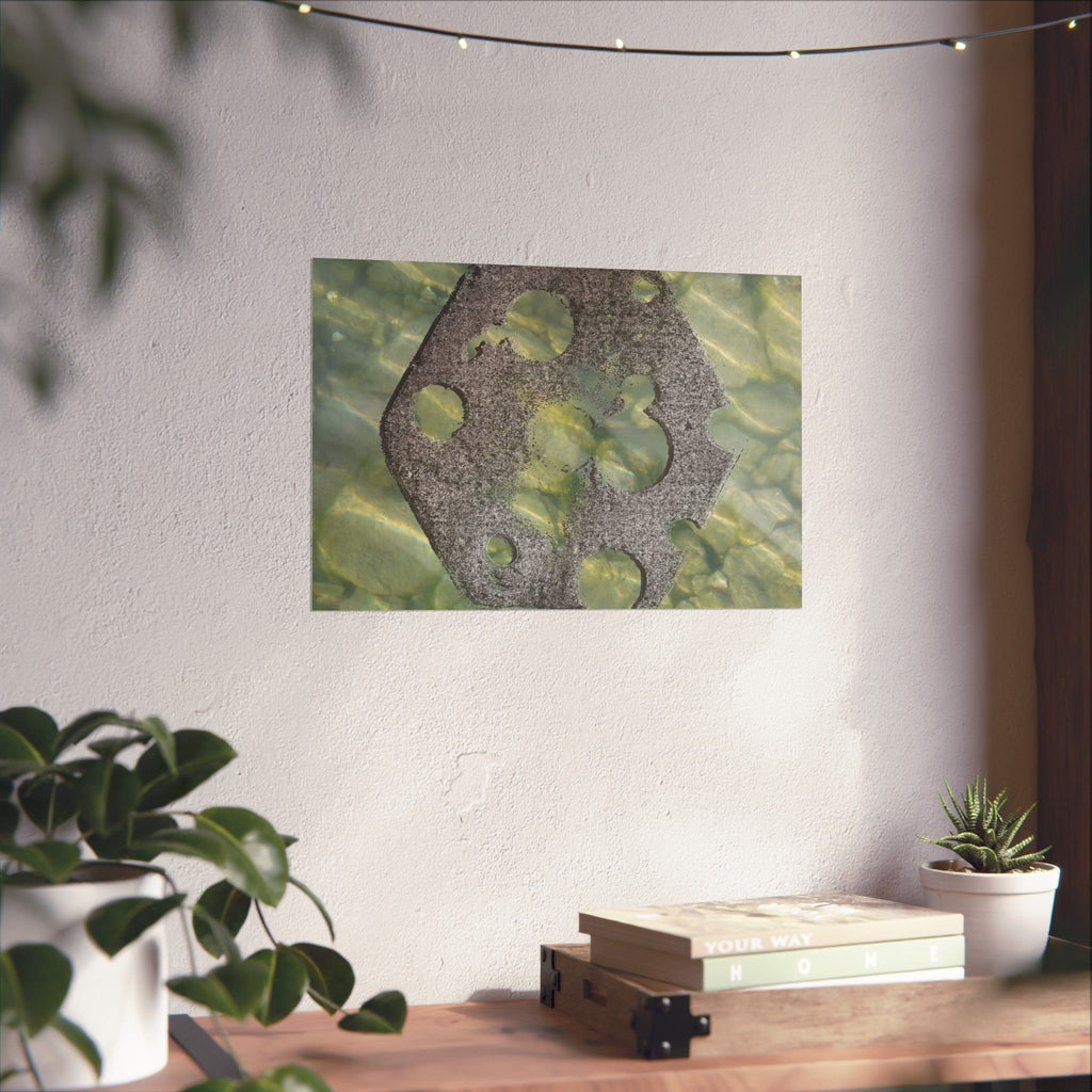 Abstract Seagrass & Stone Matte Horizontal Poster — Coastal Texture Wall Art