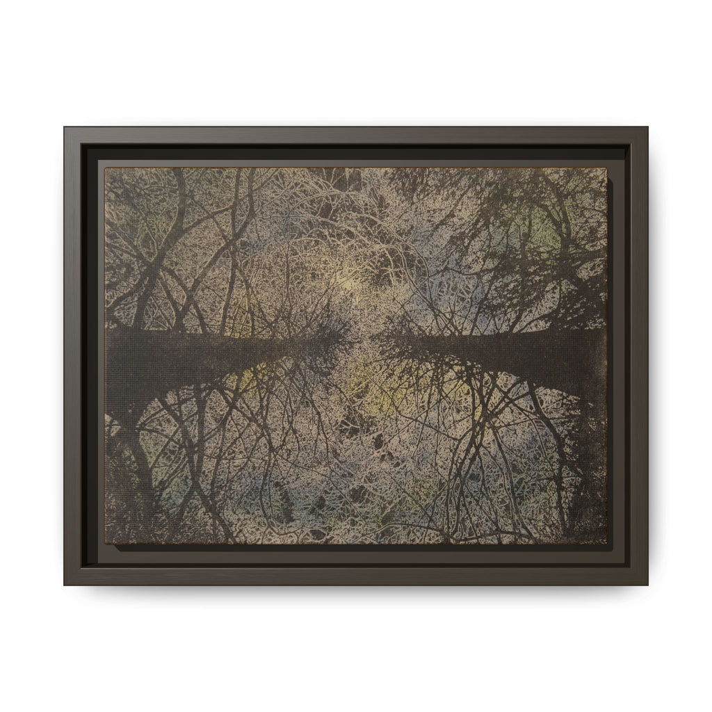 Framed Matte Canvas Art - Symmetrical Forest Tree Reflection (Multi-Color) - no 30