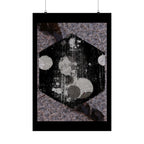 Abstract Hexagon Art Poster — Grunge Black & Gray Matte Vertical Print
