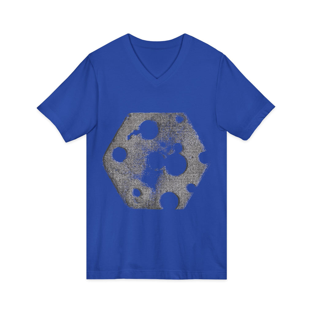 Hex Moon Graphic Tee Design Hex12 — Distressed Space Cheese Vintage Astronomy V-Neck T-Shirt