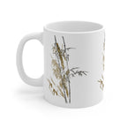 Keramische mok met bamboe penseelstreken — Minimalistische thee- en koffiekop in Aziatische stijl 
