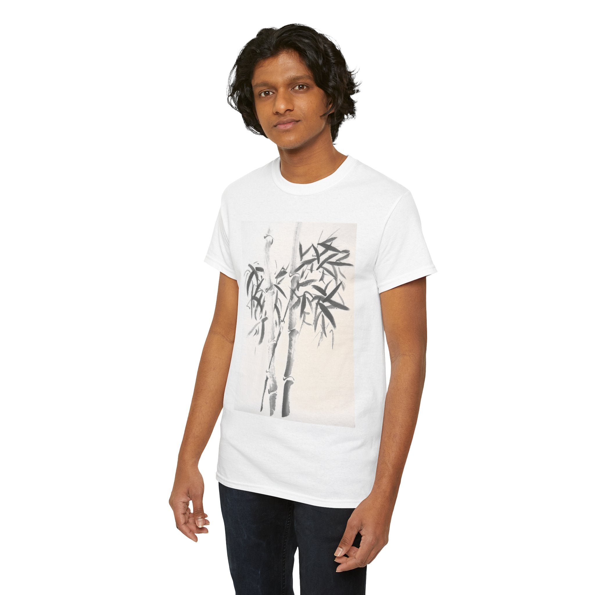 Bamboo Brushstroke Tee — Minimalist Zen Bamboo Graphic T-Shirt