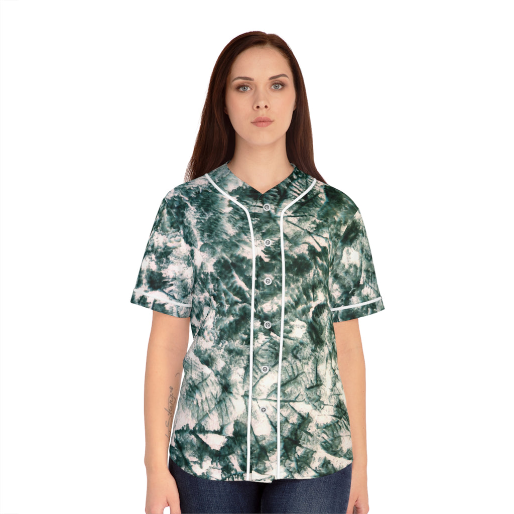 Tie-Dye Fern Baseball Jersey — Women's Relaxed AOP Button-Up