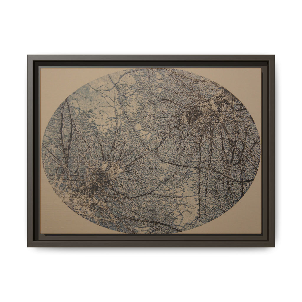 Ingelijst canvas met matte afwerking, nr. 09 — Reproductie van een houtsnijwerk van Twin Tree (Zwart, Donker leisteen &amp; Rustgevend bruin) 