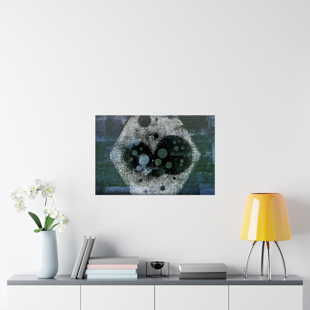 Abstract Hexagon Galaxy Matte Poster — Blue Green Modern Wall Art