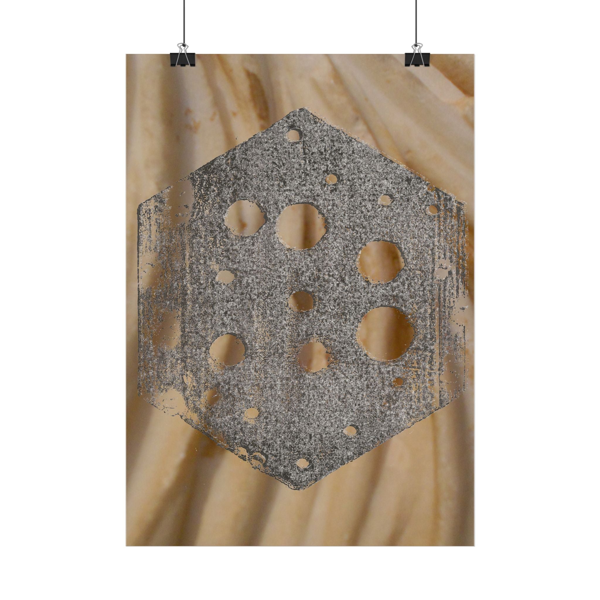 Abstract Hexagon Texture Poster — Industrial Geometric Wall Art