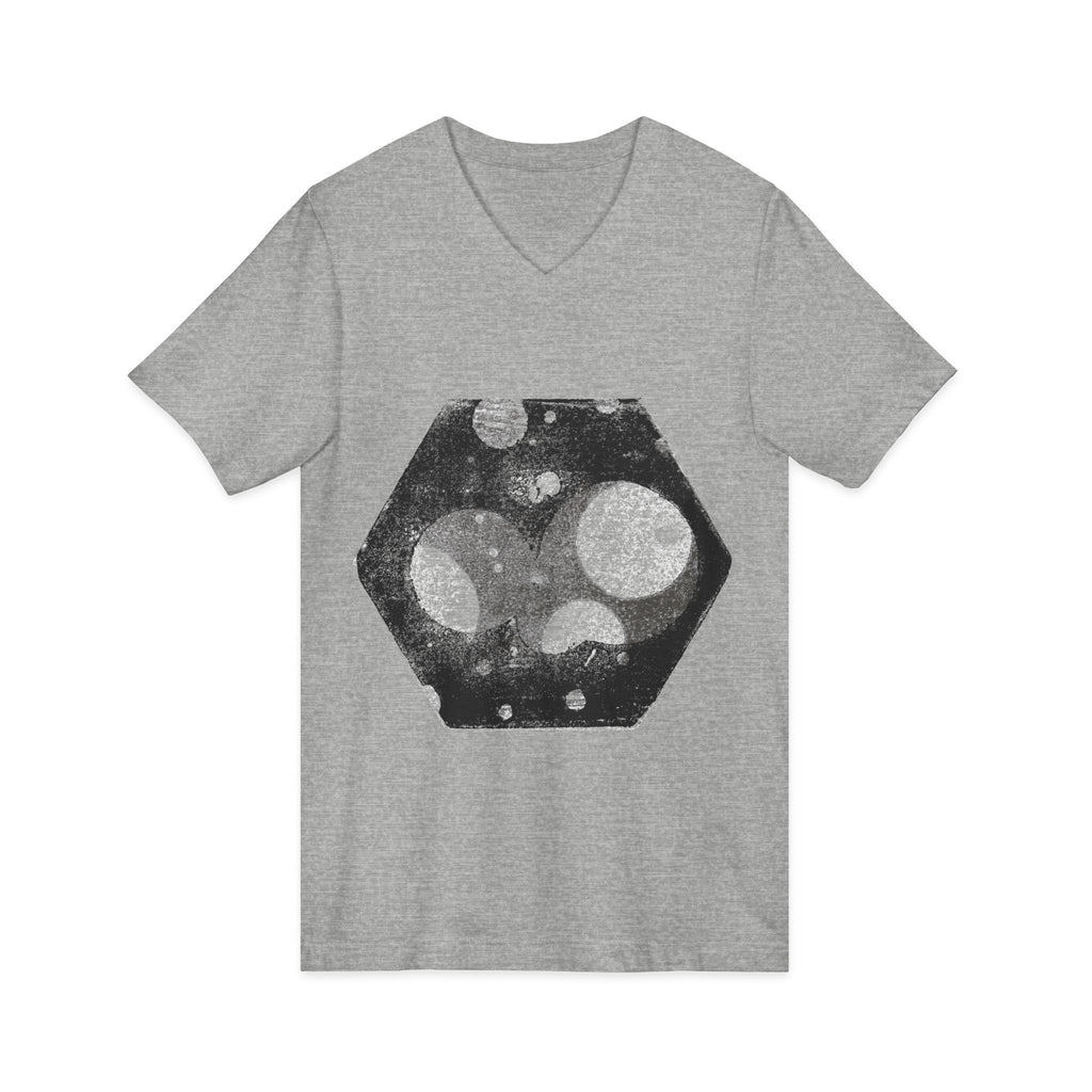 Hex Moon Graphic V-Neck Tee Design Hex19 — Distressed Space Cheese Vintage Astronomy V-Neck T-Shirt