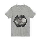 Hex Moon Graphic V-Neck Tee Design Hex19 — Distressed Space Cheese Vintage Astronomy V-Neck T-Shirt