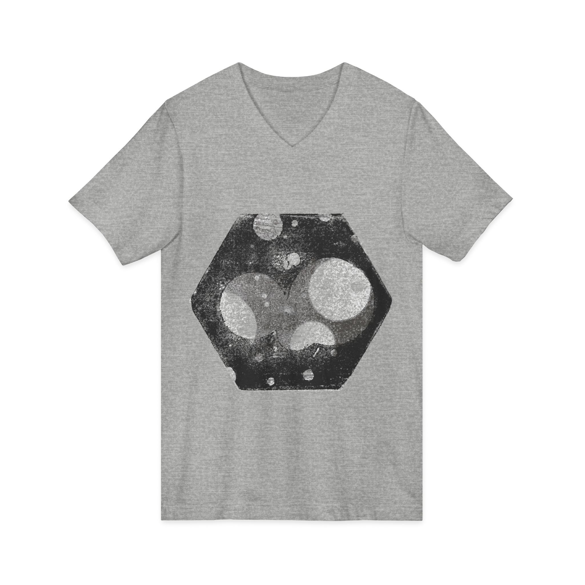 Hex Moon Graphic V-hals T-shirt Design Hex19 — Verweerde Space Cheese Vintage Astronomie V-hals T-shirt 