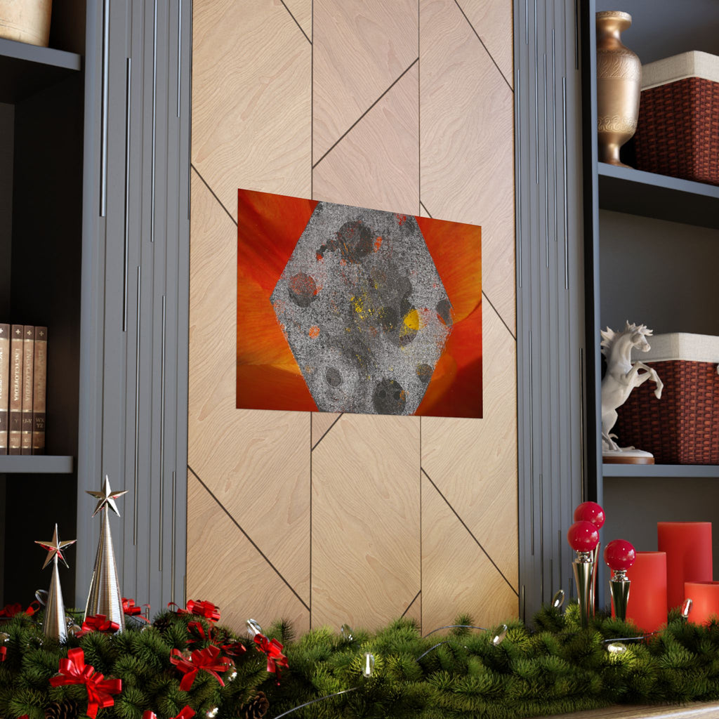 Abstract Hexagon Art Poster — Red Orange Matte Horizontal Print