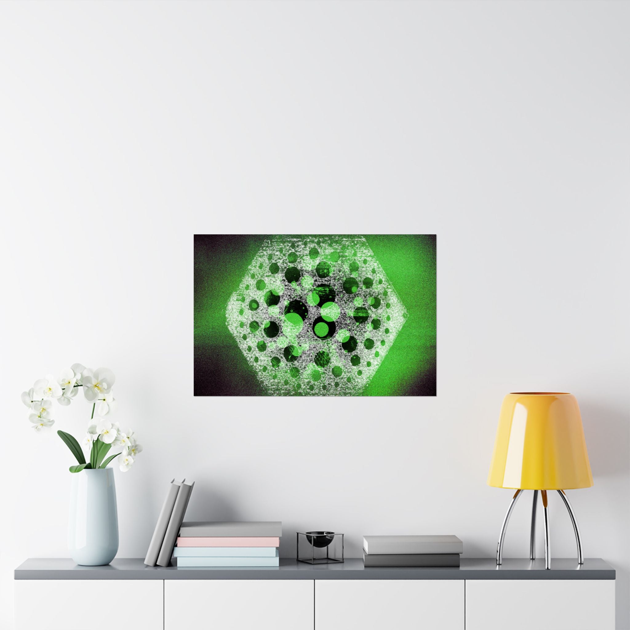 Abstract Hexagon Green Poster – Matte Horizontal Wall Art