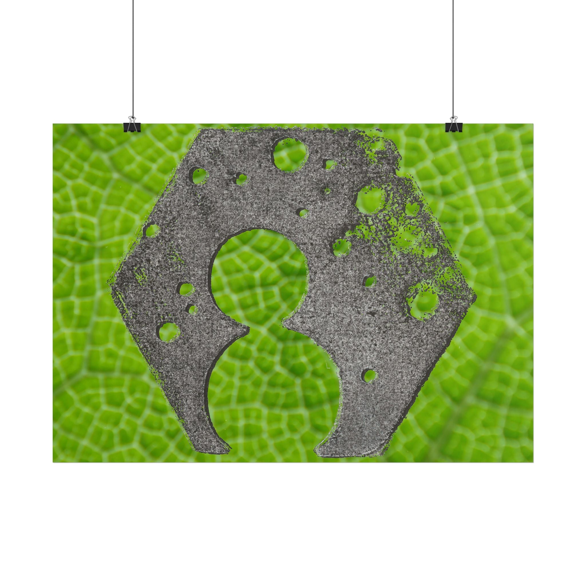 Bladstructuur nummer 8 poster horizontaal, groene botanische muurdecoratie 