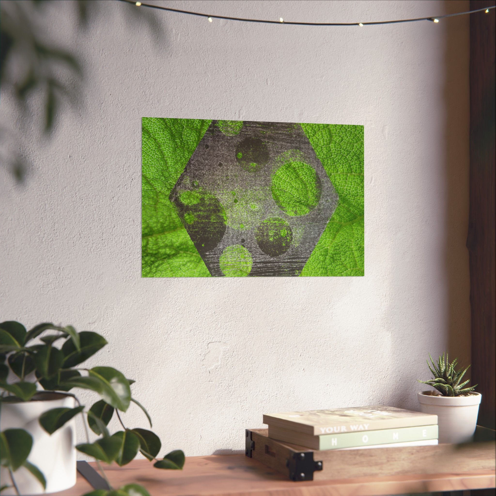 Abstract Green Hexagon Matte Poster — Modern Geometric Wall Art