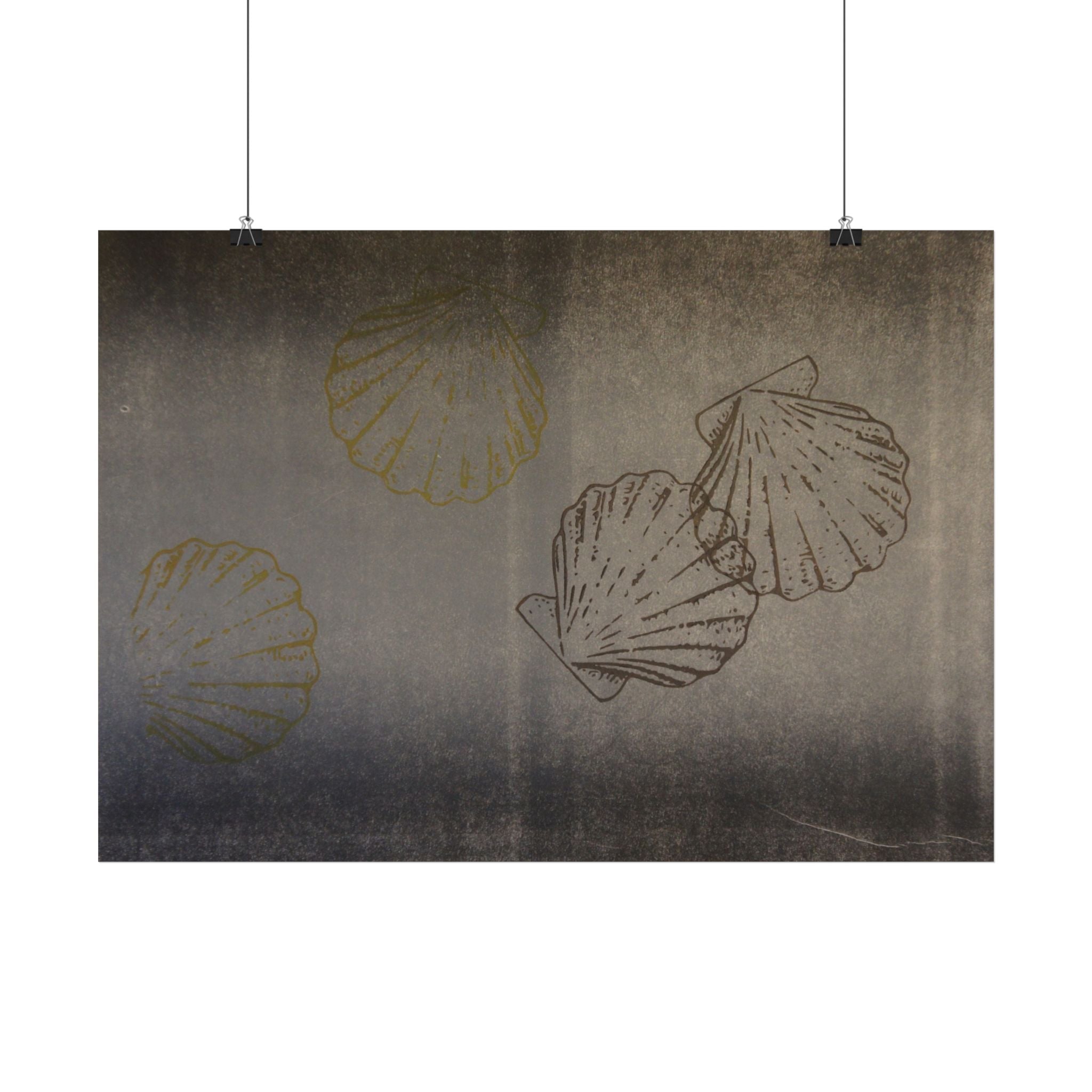 Vintage poster met schelpen — Muurdecoratie met kustthema 