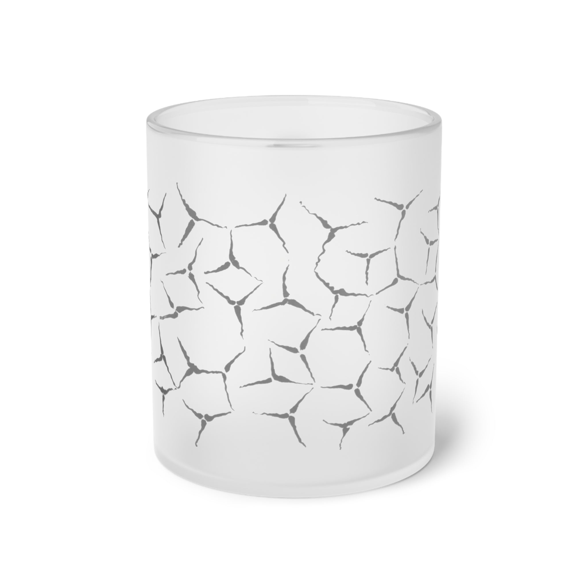 Frosted Glass Mug — Minimal Geometric Petal Pattern Coffee Cup