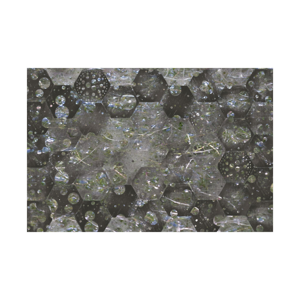 Abstracte zeshoekige poster met bubbelstructuur en matte afwerking — Geometrische wanddecoratie 