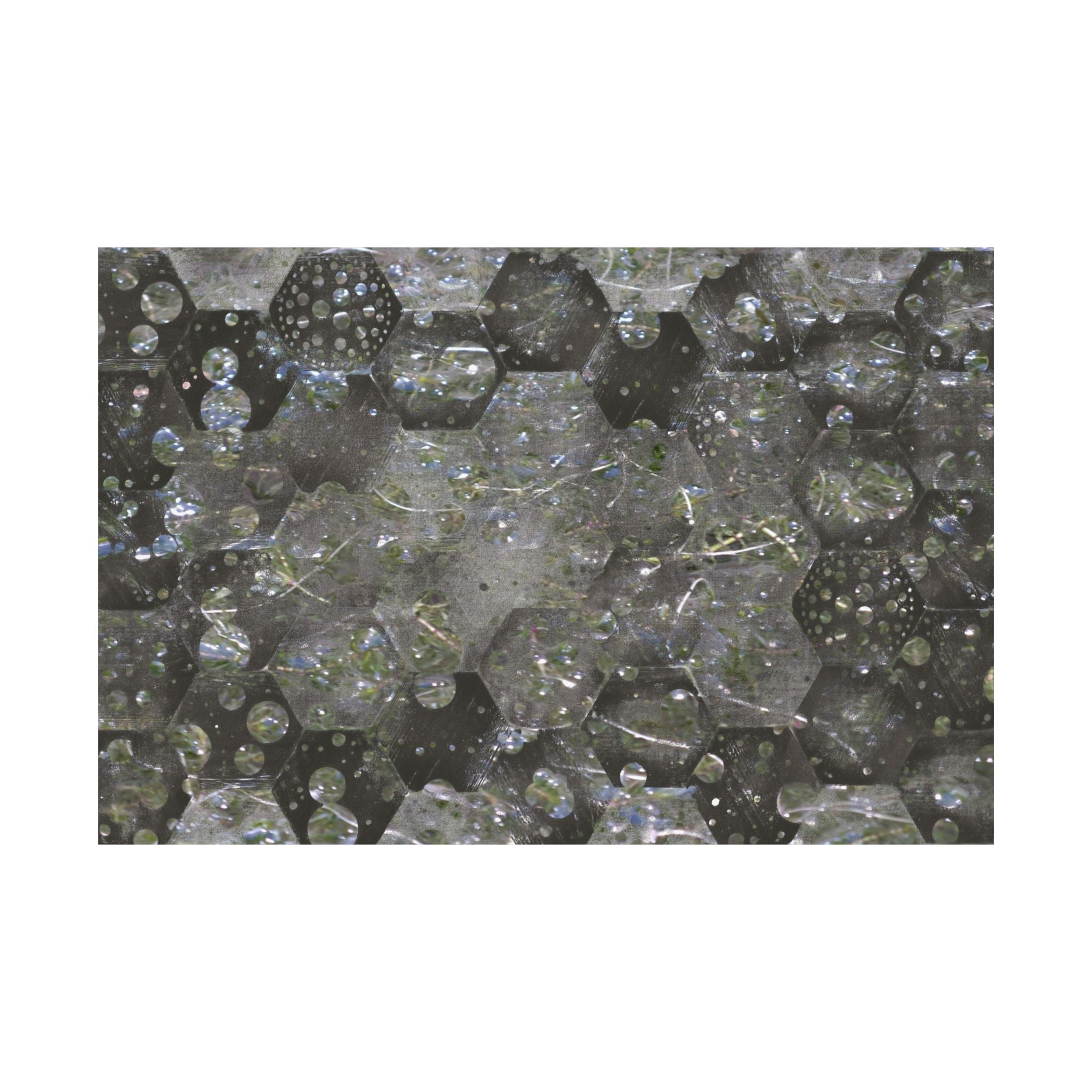 Abstracte zeshoekige poster met bubbelstructuur en matte afwerking — Geometrische wanddecoratie 