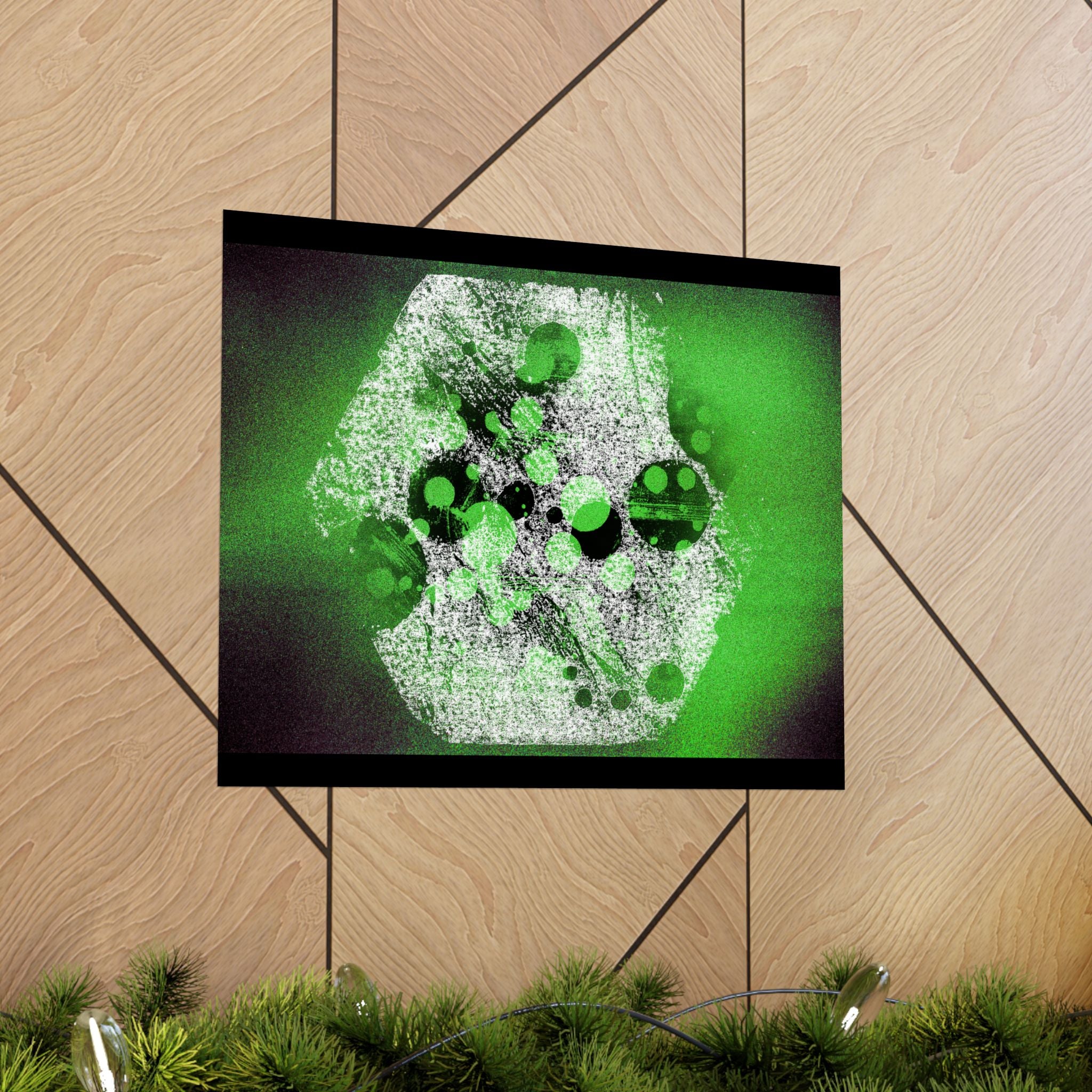 Abstract Neon Green Art Poster — Matte Horizontal Wall Print
