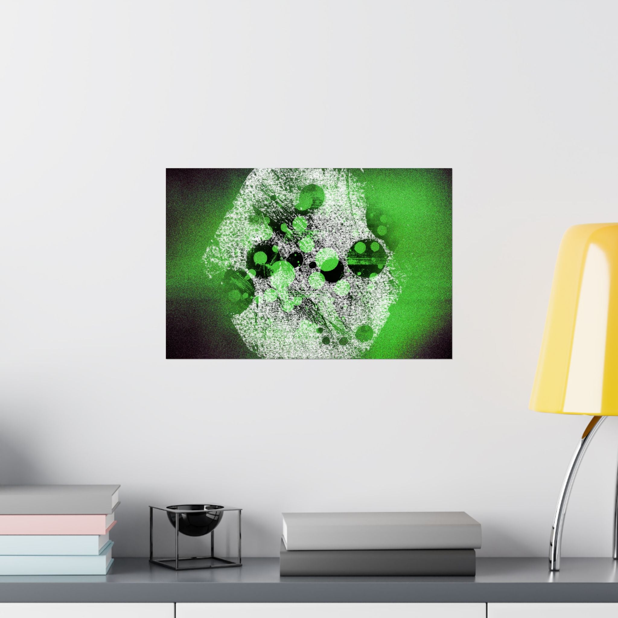 Abstract Neon Green Art Poster — Matte Horizontal Wall Print