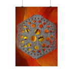 Hexagon Metal Pattern on Orange Petal Poster